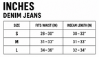 Nocturne Baggy Denim Jeans size chart