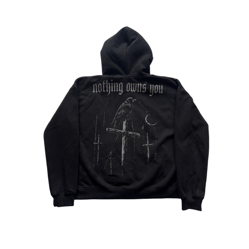 Possessionless 'Nocturne' Fur Zip-Up Hoodie — back view