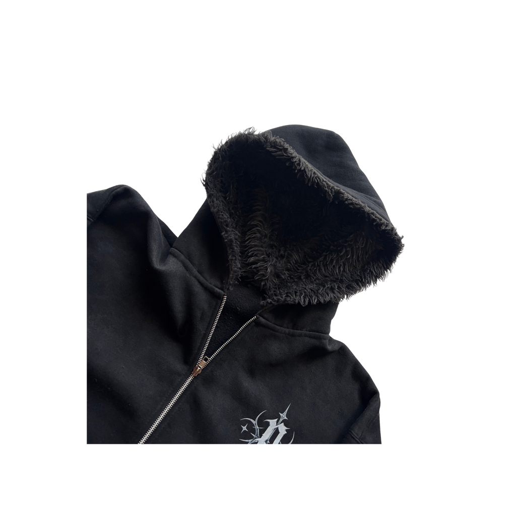 Possessionless 'Nocturne' Fur Zip-Up Hoodie — faux fur hood detail