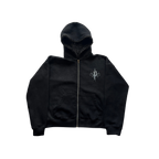 Possessionless 'Nocturne' Fur Zip-Up Hoodie — front view