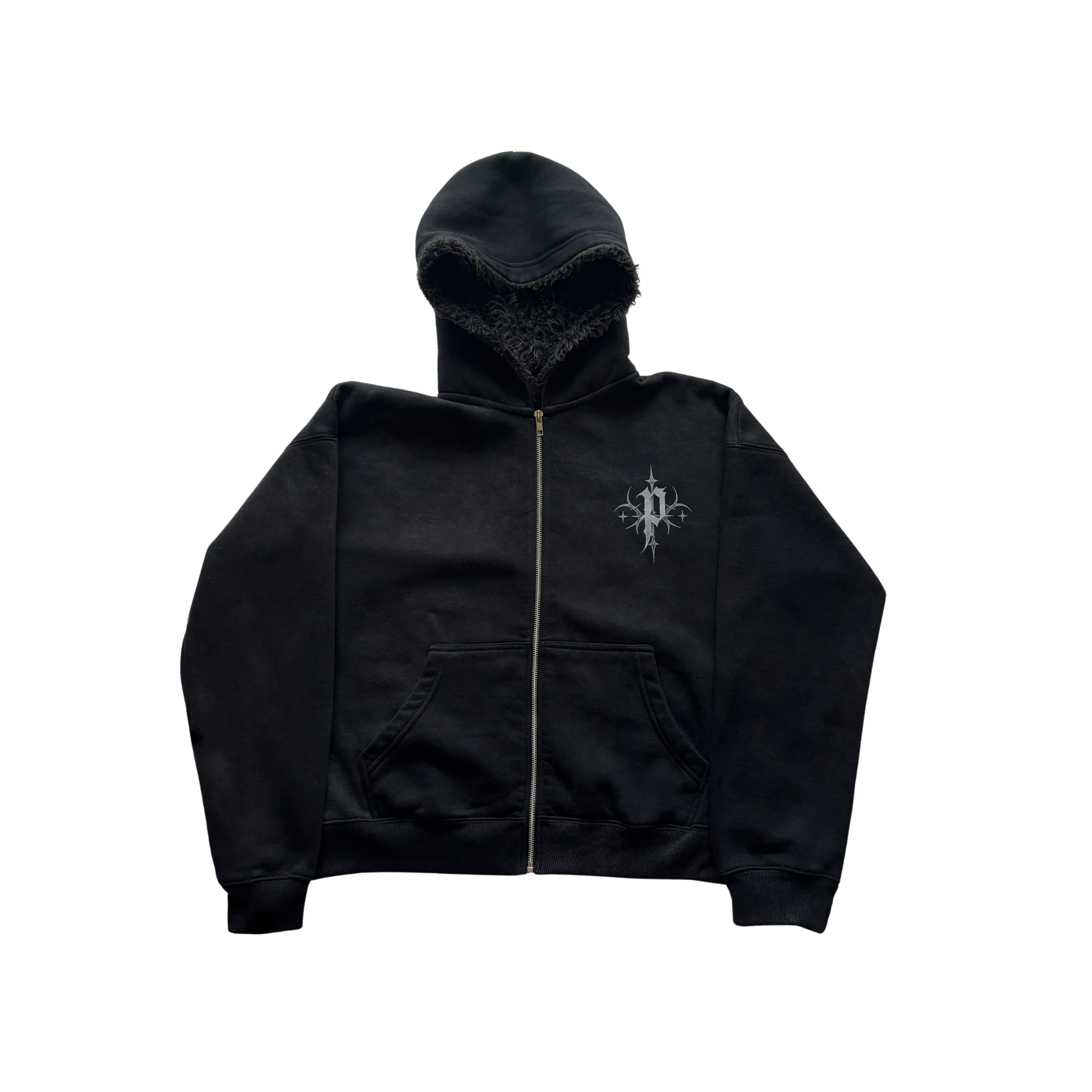 Possessionless 'Nocturne' Fur Zip-Up Hoodie — front view