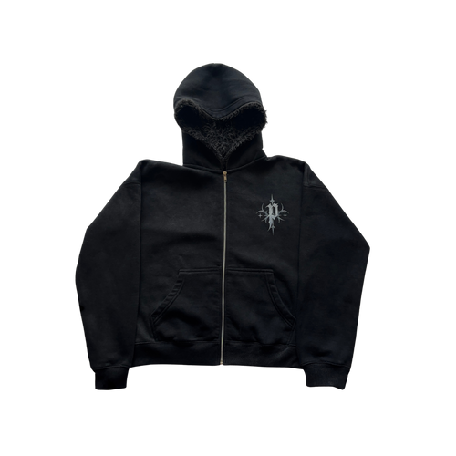 Possessionless 'Nocturne' Fur Zip-Up Hoodie — front view